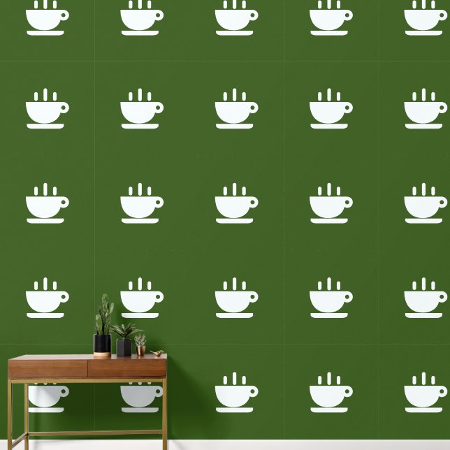  White Cup Of Java Forest Green Kitchen     Wallpaper (Hallway)