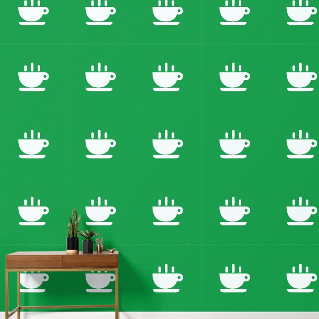  White Cup Of Java Green Kitchen  Wallpaper (Hallway)