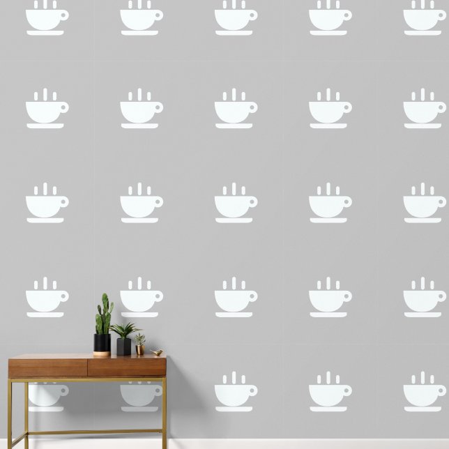  White Cup Of Java Lt Grey Kitchen  Wallpaper (Hallway)