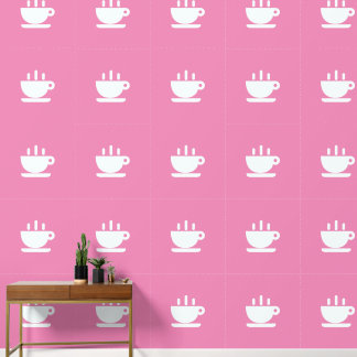 White Cup Of Java Pink Kitchen Wallpaper