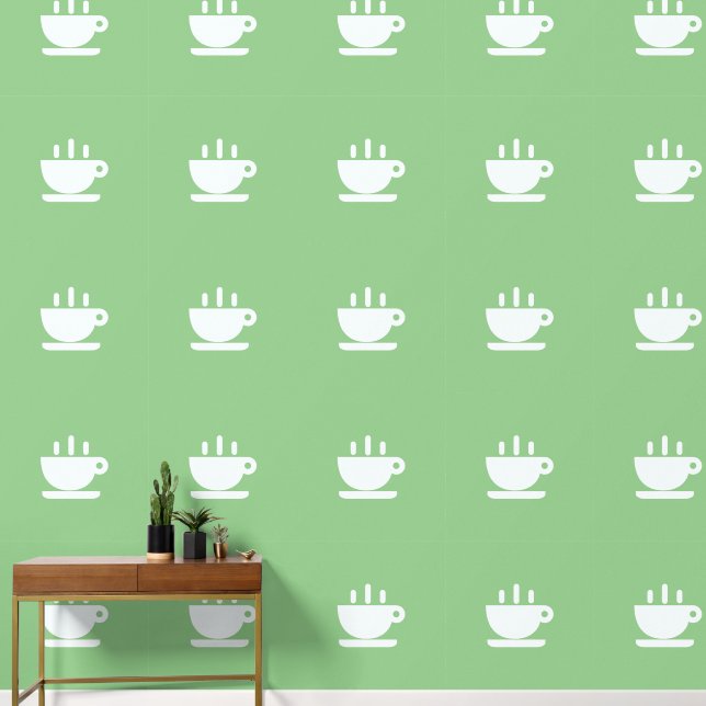  White Cup Of Java Sage Green Kitchen  Wallpaper (Hallway)