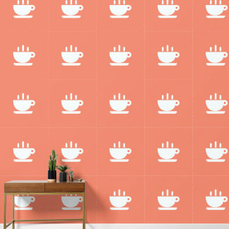 White Cup Of Java Salmon Kitchen Wallpaper