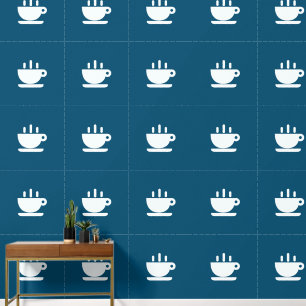  White Cup Of Java Teal Kitchen  Wallpaper