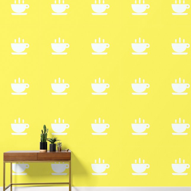  White Cup Of Java Yellow Kitchen  Wallpaper (Hallway)