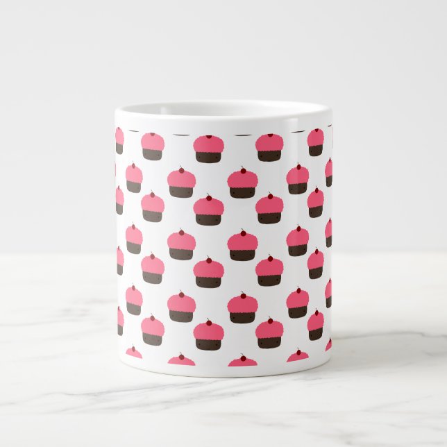 White cupcake pattern large coffee mug (Front)