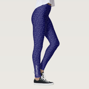 White Curl Abstract Pattern Champ Leggings