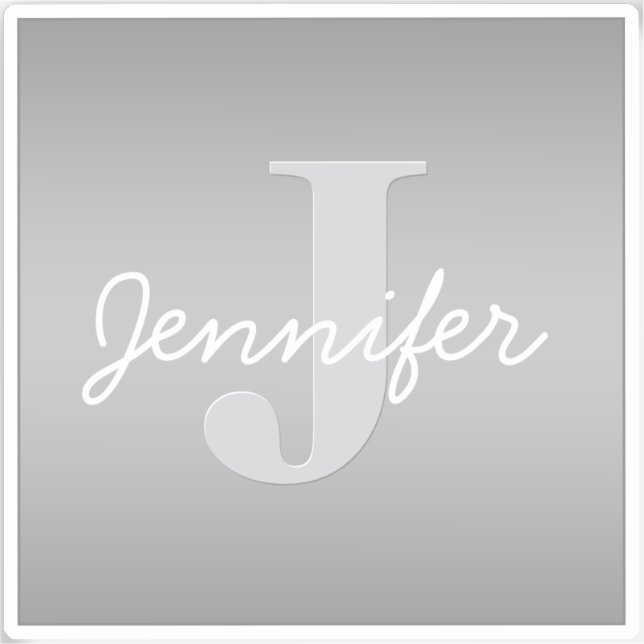 White Cursive & Grey Monogram | Editable Colours (Front)