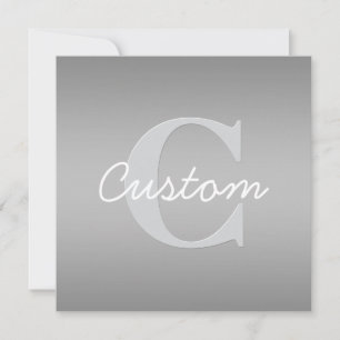 White Cursive & Grey Monogram   Editable Colours Card
