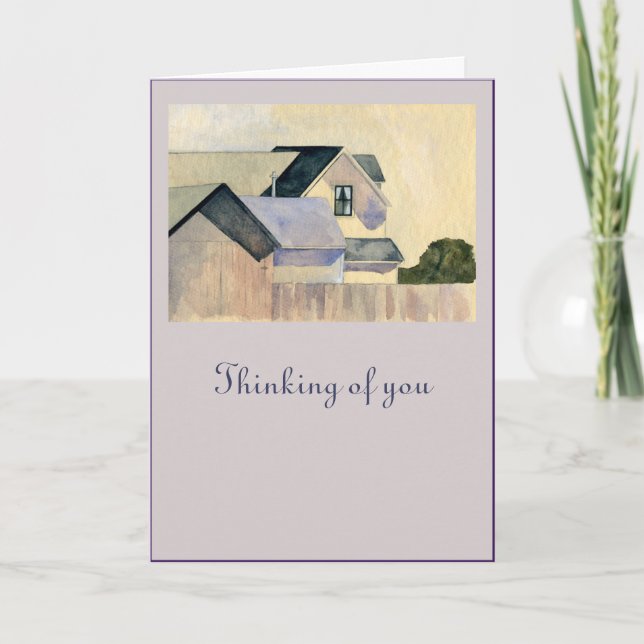 White Curtains in the Window Thinking of You Card (Front)