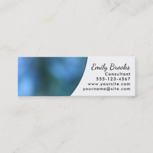 White Curve over Blue Image; Unique Design Mini Business Card