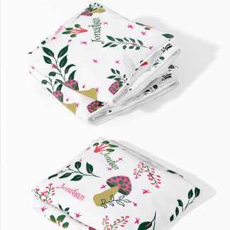 White Custom Baby Name and Mushrooms Forest Fleece Blanket