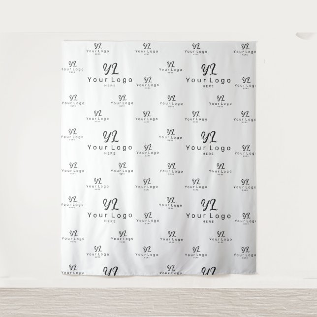 White Custom Business Logo Backdrop Trade show Tapestry (Front)