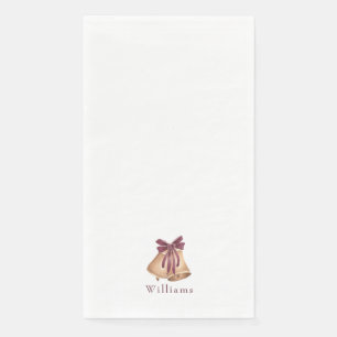 White Custom Christmas Bells Holiday Napkin