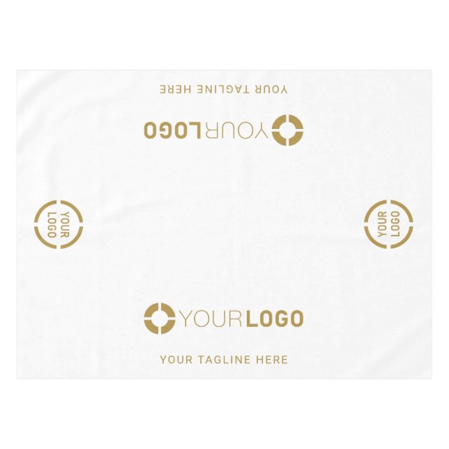 White Custom Company Logo Promotional Display Tablecloth (Front (Horizontal))
