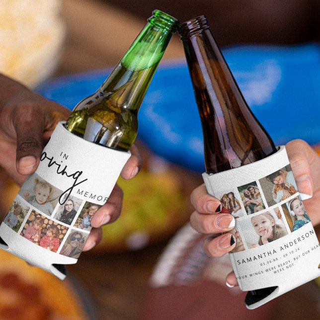 White Custom In Loving Memory 12 Photo Collage Can Cooler (Creator Uploaded)