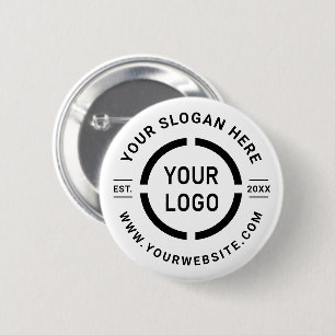 White custom logo branded promotional 6 cm round badge