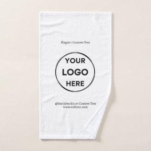 White Custom Logo Text Modern Minimalist Business Hand Towel