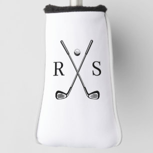 White Custom Monogram Simple Minimalist Golf Head Cover