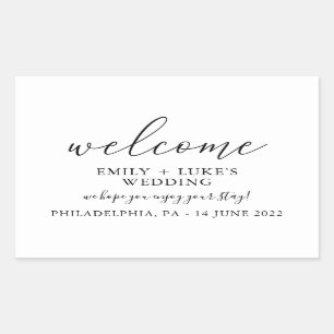 White Custom Wedding Welcome Rectangular Sticker