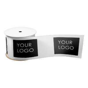 White Customisable Business Add Your Logo   Satin Ribbon