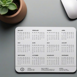 White Customizable Company Logo Swag 2024 Calendar Mouse Pad