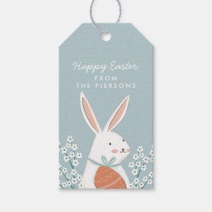 White Cute Bunny Happy Easter family Gift Tags