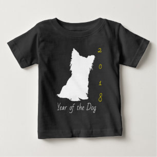 White Cute Dog Chinese New Year 2018 Black Baby T T-Shirt