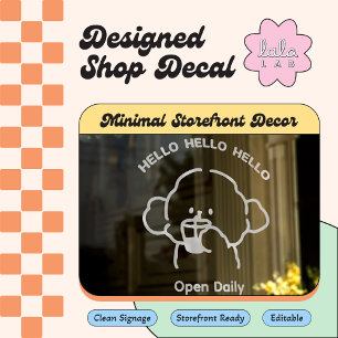 White Cute Welcome Window Vinyl Decal Editable