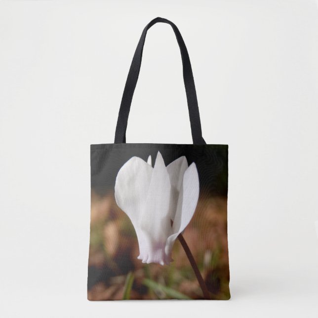 White Cyclamen All Over Print Tote Bag (Front)