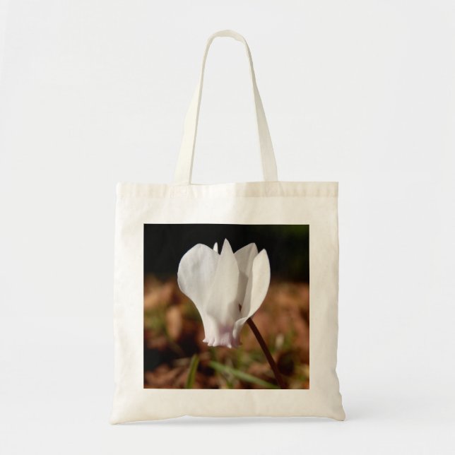 White Cyclamen Budget Tote Bag (Front)