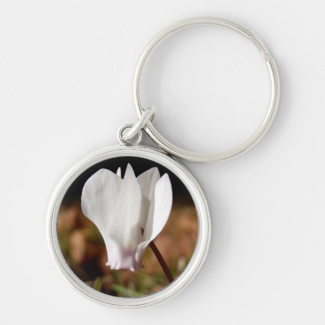 White Cyclamen Key Ring (Front)