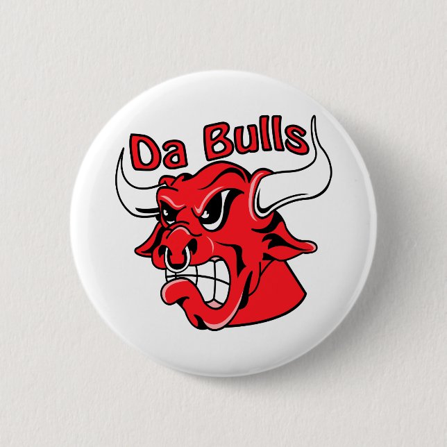 White  Da Bulls 6 Cm Round Badge (Front)