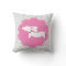 White Dachshund Pink Grey Chevrons Nursery Pillow