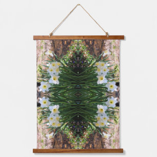 White Daffodil Flowers By Brook Abstract Hanging Tapestry