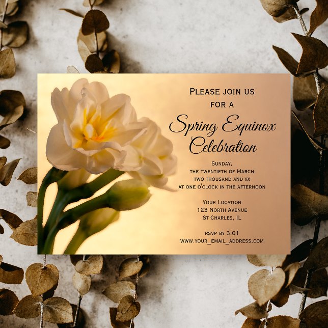 White Daffodil Flowers Spring Equinox Celebration Invitation (Creator Uploaded)