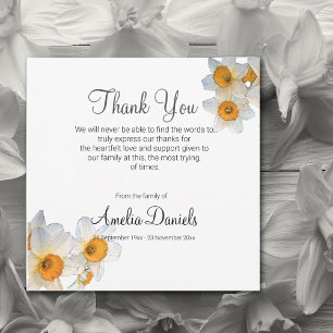 White Daffodil Funeral Thank You Card
