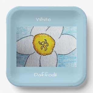 White Daffodil Paper Plate