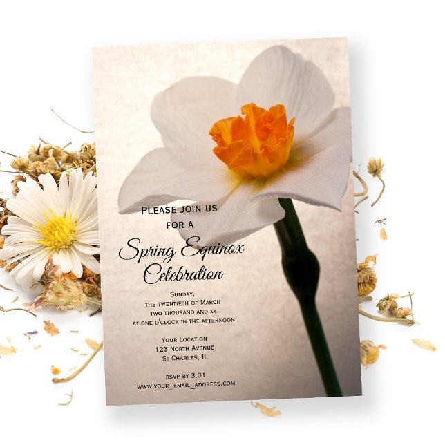 White Daffodil Spring Equinox Celebration Invitation (Creator Uploaded)
