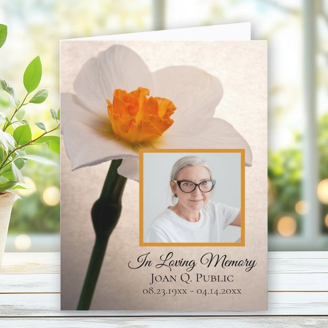 White Daffodil Spring Funeral Memorial Sympathy Thank You Card (Creator Uploaded)