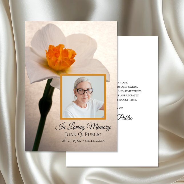 White Daffodil Spring Funeral Memorial Sympathy Thank You Card (Creator Uploaded)