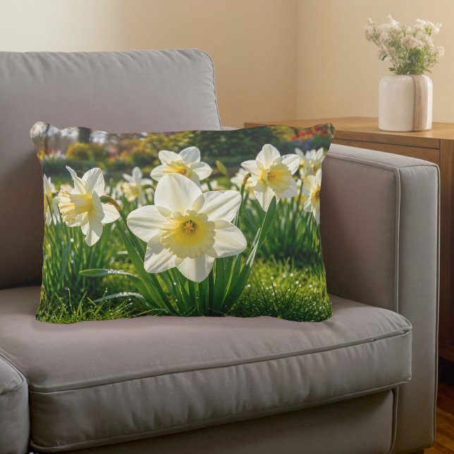 White Daffodils Accent Pillow (Accent pillow with white daffodils)