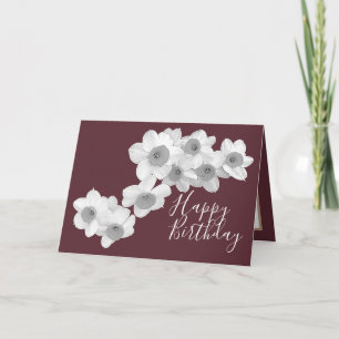 White Daffodils Against Port Colour Background Card