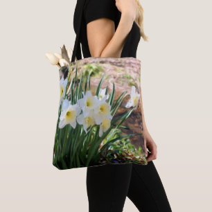 White Daffodils By Brook Oil Painting Tote Bag