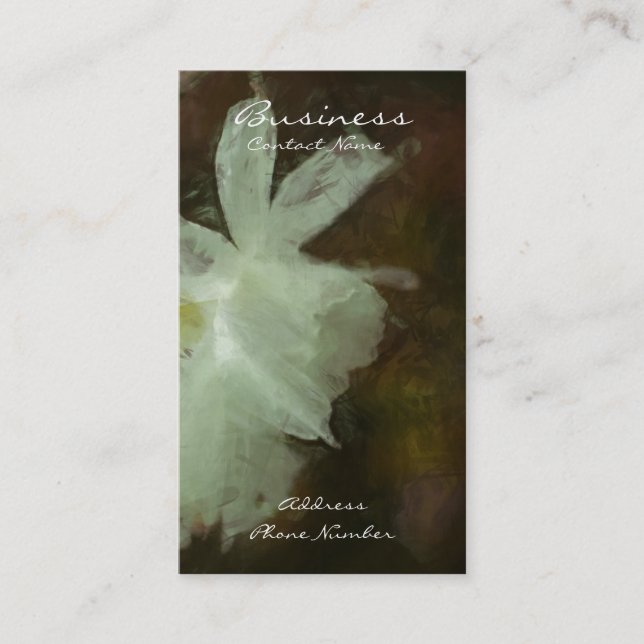 White Daffodils Floral Impressionist Painting Business Card (Front)