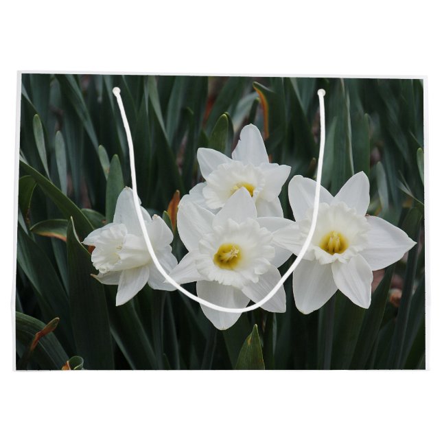 White daffodils large gift bag (Back)