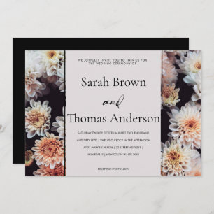 WHITE DAHLIA FLORAL ELEGANT BRIDAL WEDDING INVITATION