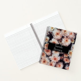 WHITE DAHLIA FLORAL ELEGANT CUSTOMISED NOTEBOOK