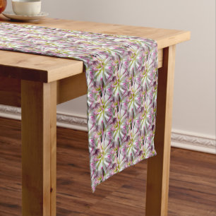 White Dahlia Flower Pattern Nature      Short Table Runner
