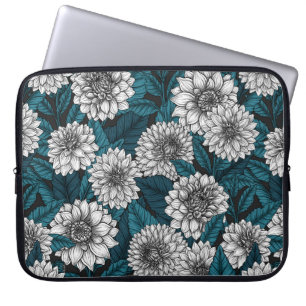 White Dahlia garden/ blue leaves 2 Laptop Sleeve