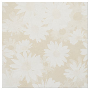White Daises on Beige Fabric